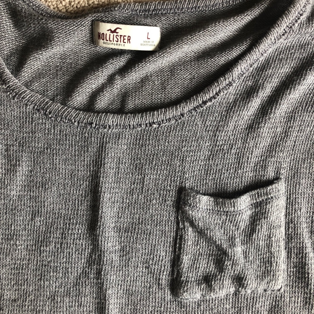 Hollister Grey Soft Cropped Long-Sleeve Sweater 🌚
